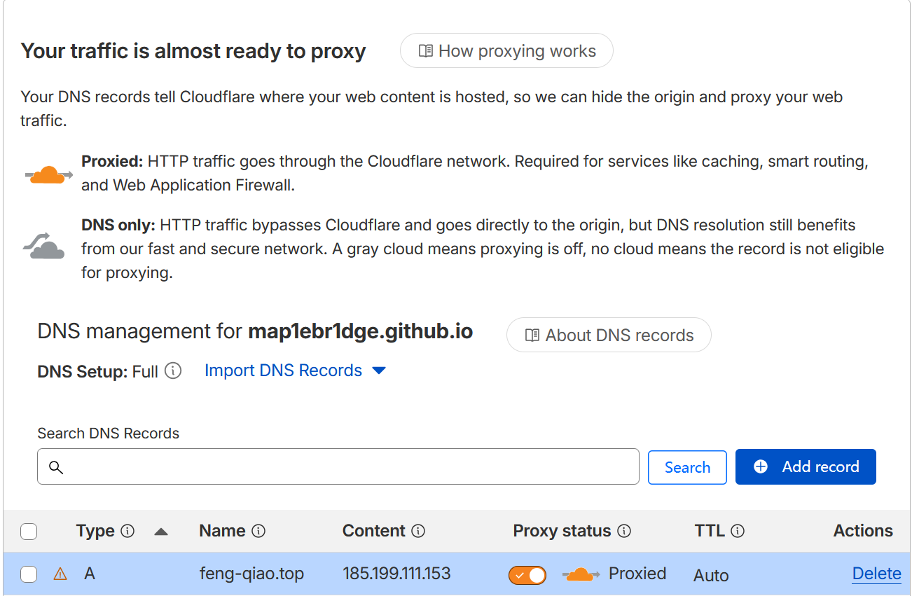 Cloudflare DNS 记录